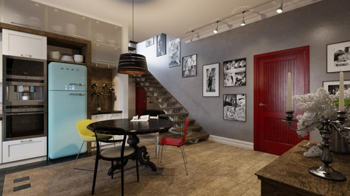 keittiöideat keittiölamput pyöreä keittiöpöytä retro jääkaappi keittiölamput pyöreä keittiön pöytä retro jääkaappi