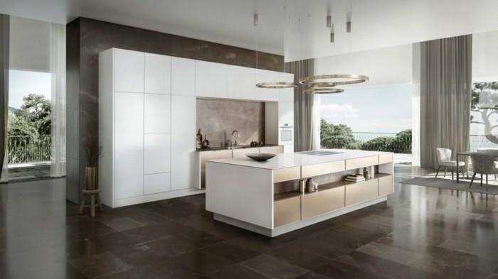 keittiön suunnittelu keittiöt siematic moderni design keittiökalusteet graniittilaatat pyöreät riippuvalaisimet