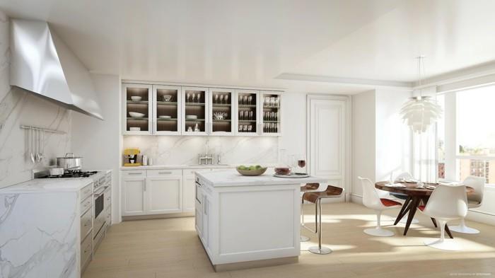 keittiön suunnittelu moderni keittiökalusteet valkoiset kaapit esittelevät keittiösaarta