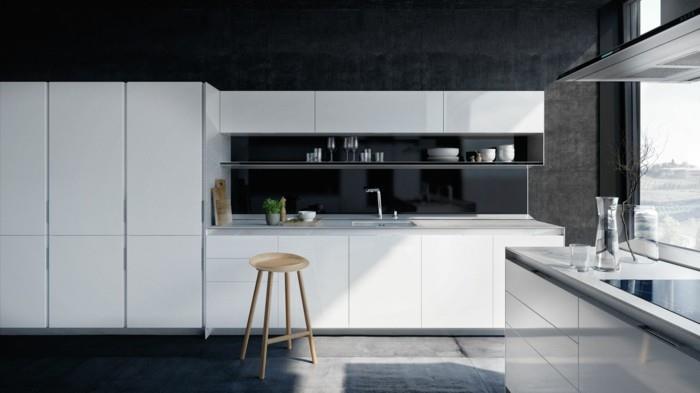 keittiön suunnittelu moderni keittiön suunnittelu valkoinen keittiökalusteet betoniseinät