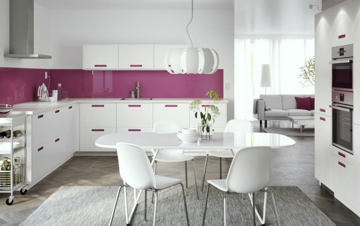 keittiö takaseinä lasi elävät ideat keittiö ikea valkoinen violetti