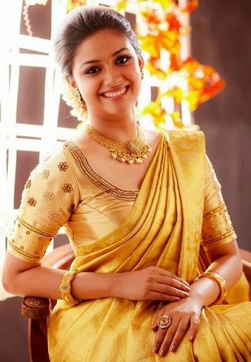 Keerthi Suresh Golden Saree -ben