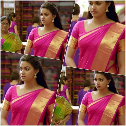 Keerthi Suresh Pink Saree