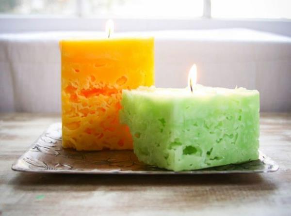 tinker kynttilät tehdä itsestäsi tuoksukynttilät vihreä oranssi