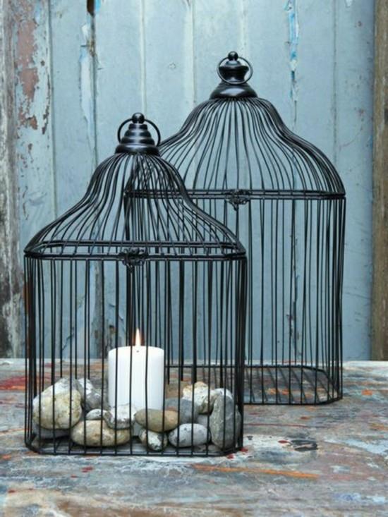 kynttilät kivet birdcage deco vintage