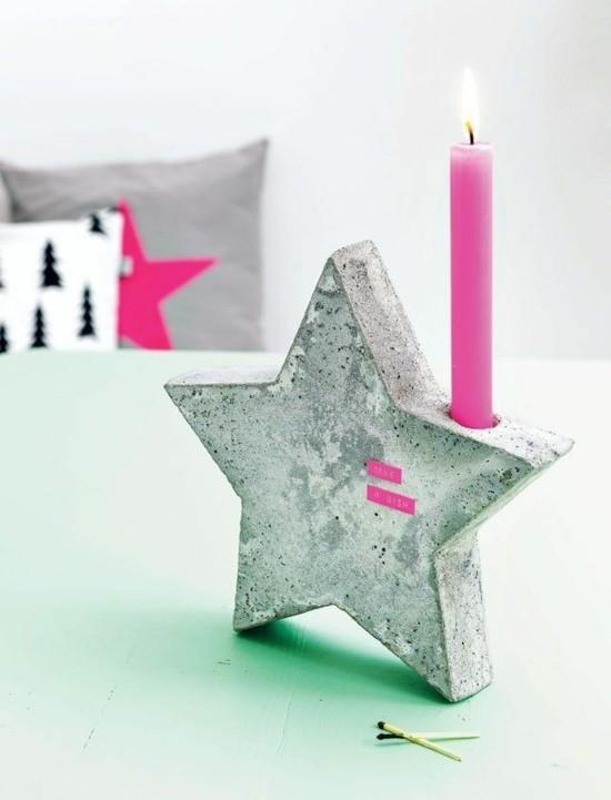 kynttilänjalat tähti betoni koristelu joulu näpertely