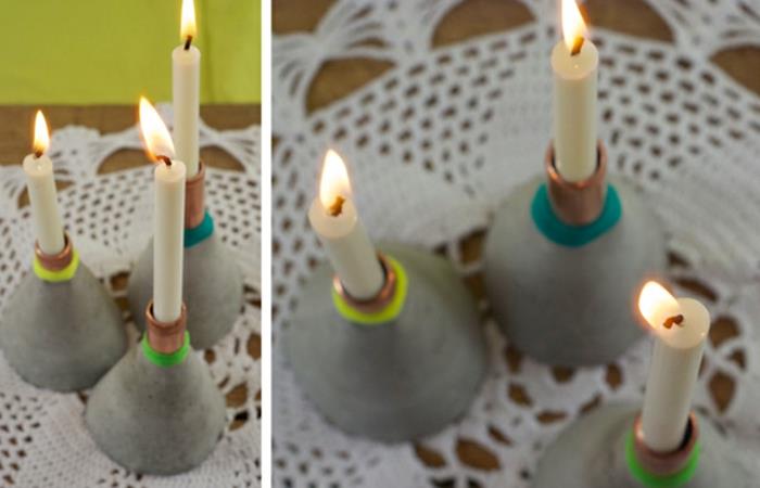 kynttilänjalka kynttilänjalka betonialusta kuparirenkaat