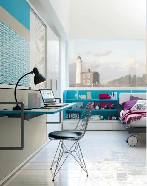rohkea sininen väri työpöydän taustakuva teini -ikäinen huone seinälle asennettava pöytävalaisin