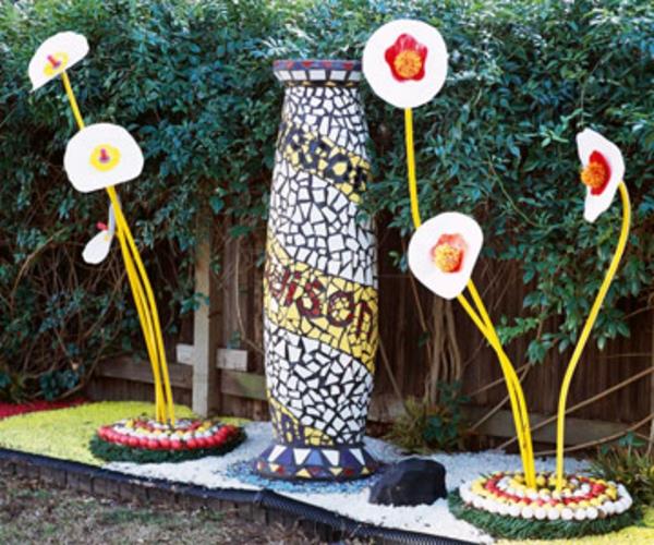 lapset mosaiikki pilari puutarha sisustus ideoita puutarha taidetta