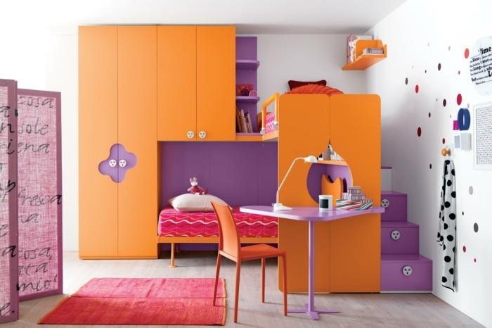 lasten parvisänky oranssi violetti yhdistää punainen matto