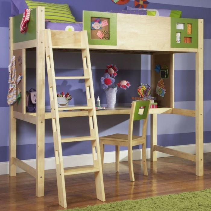 lasten parvi sänky työpöytä elävät ideat lastenhuoneen puukalusteet