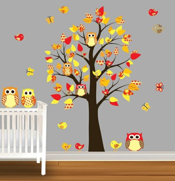 lastenhuone koristavat pöllöt puun lehtiä