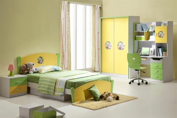 lastenhuoneen värisuunnittelu seinän väripaletti keltainen vihreä