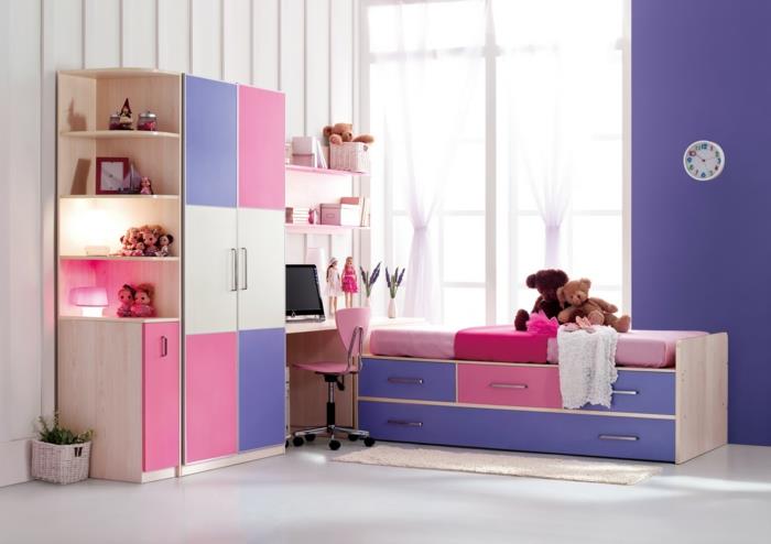 lastenhuoneen suunnittelu tuore muotoilu värikäs huonekalut seinäkello