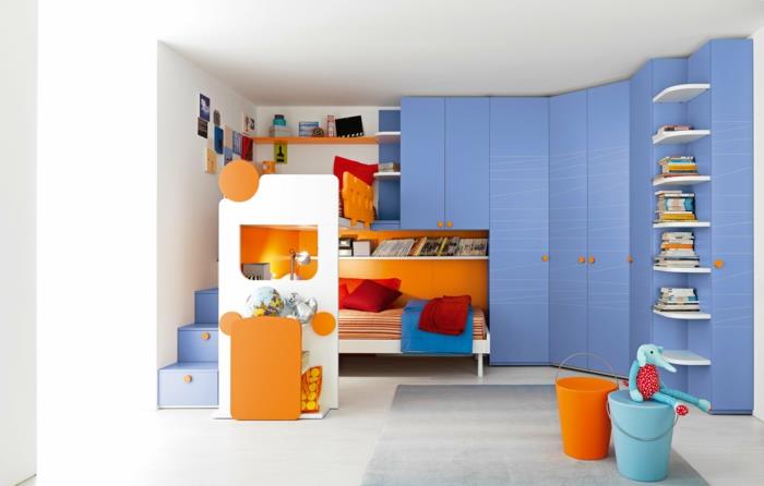 lastenhuoneet suunnittelivat toimivia huonekaluja sininen kulmakaappi