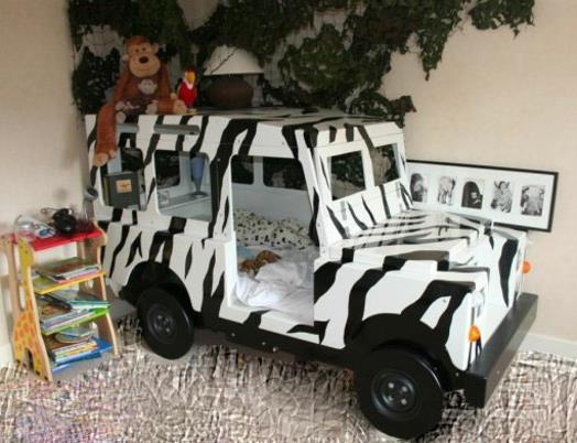 lastenhuoneen suunnittelu pojan sänky auton safari