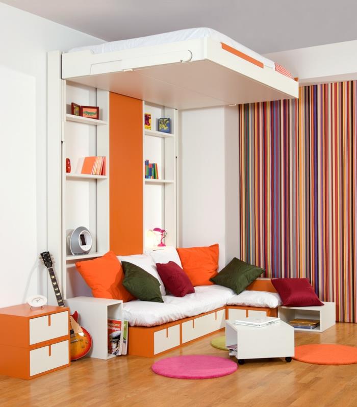 design lasten huonekalut appelsiini valkoinen raita tapetti