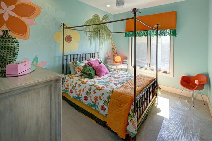 lastenhuoneen suunnittelu trooppinen tyyli raikas väri
