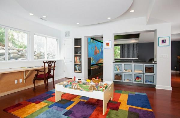 lastenhuone design kellari värikäs matto pöytä