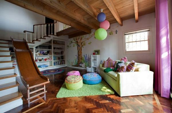 lastenhuone suunnittelu kellari portaat dia vihreä matto