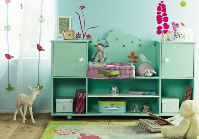 lastenhuone ideoita vihreä huonekalut värillinen matto kaunis deco