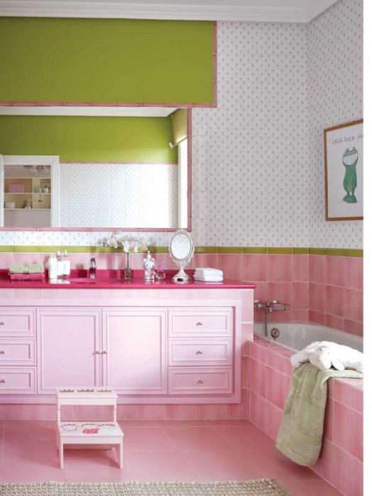 lastenhuoneen ideoita vaaleanpunainen söpö makea kylpyhuone kylpyamme