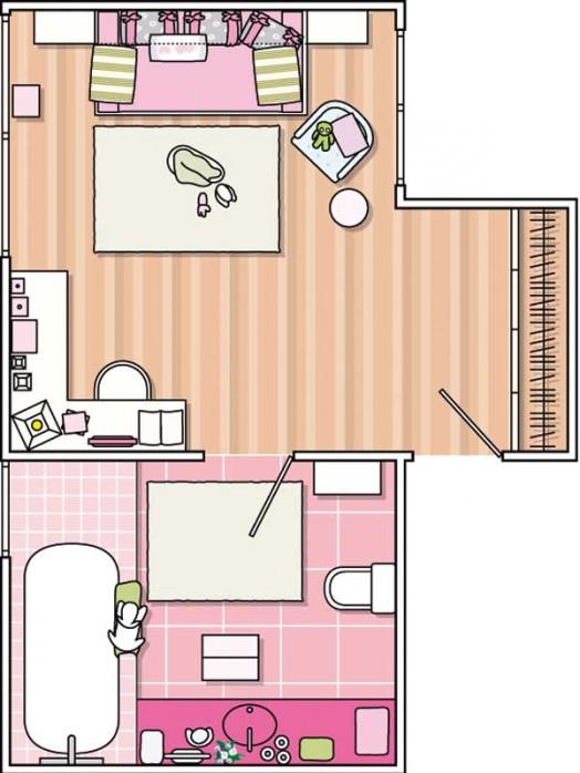 lastentarha ideoita pinkki söpö söpö asunto suunnitelma