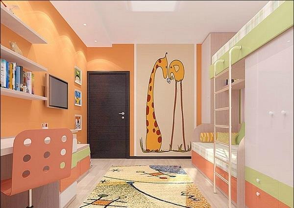 lastenhuone täynnä hauskoja kirahveja ja norsuja