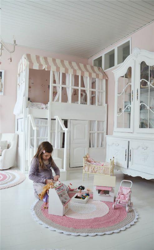 lastenhuoneen matto pyöreä tytön huoneen suunnittelu vaaleanpunaiset seinät