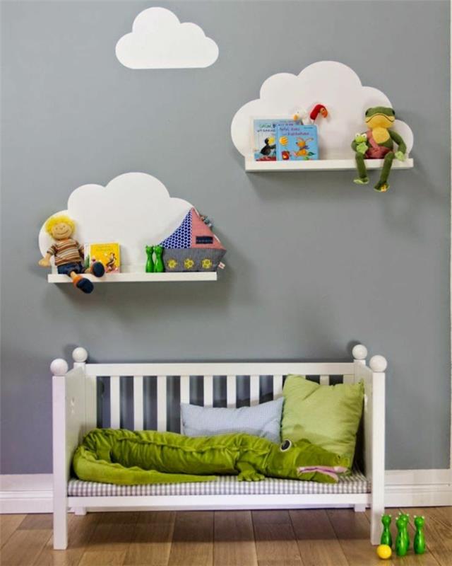 lastenhuoneen seinän väri vauvan huoneen suunnittelu vauvan sängyn seinän suunnittelu harmaa