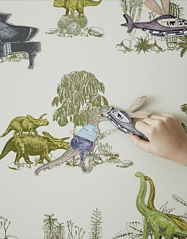 lastenhuoneen seinämaalaukset dinosauruskuvitukset seinän suunnittelu lapsille