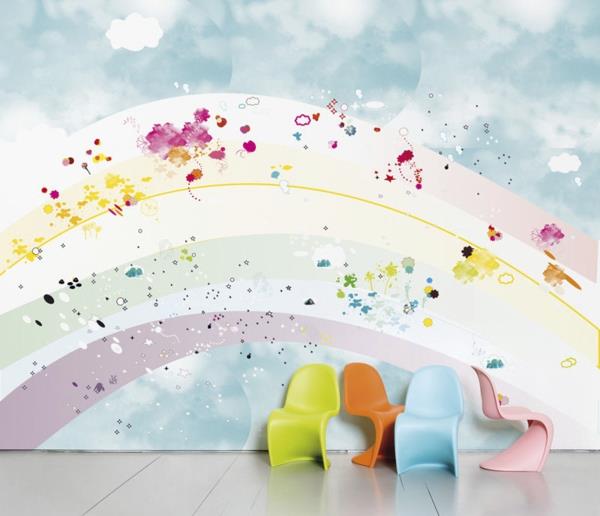 lastenhuone koristavat seinät upeat seinämaalaukset värilliset nojatuolit