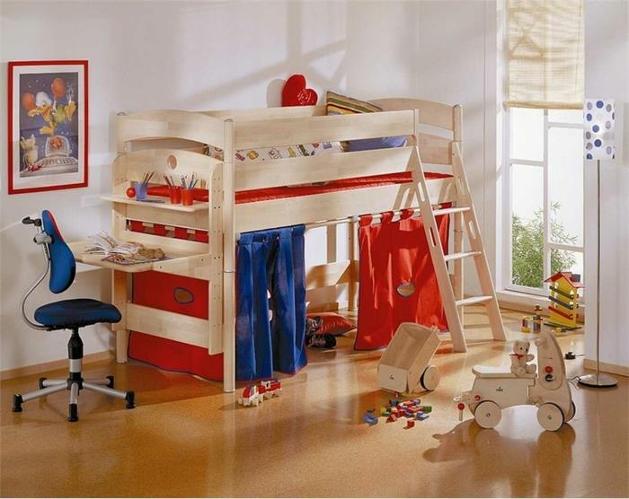 lastenhuoneen huonekalut lasten leikkisänky roomalaisväriset elementit