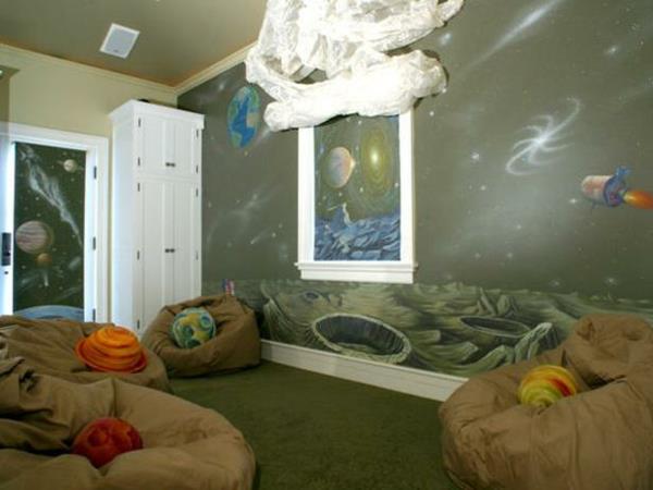 suunnittelu lastenhuoneen seinät astronautti lastenhuoneen suunnittelu