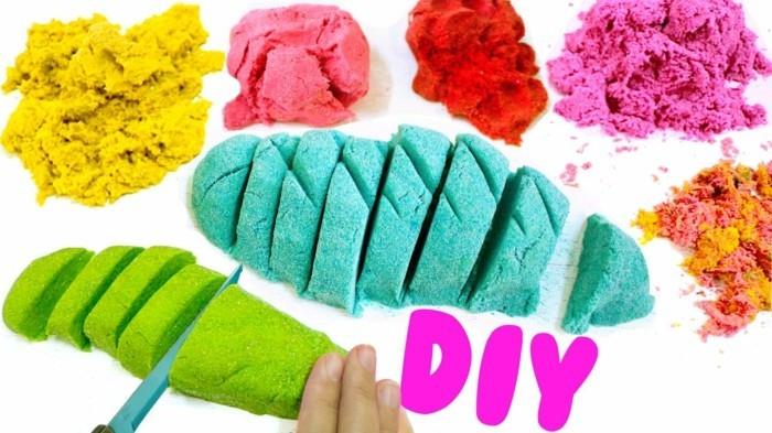 kineettinen hiekka tee itsestäsi värikkäitä väritys -ideoita lapsille