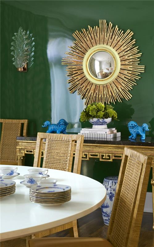 klassinen ruokasali pystytetty seinäpeili aurinko ruokasalin huonekalut