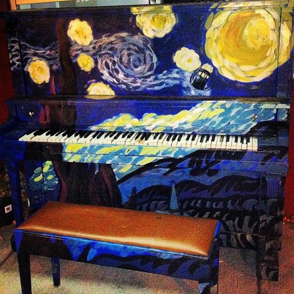 Opi pianon sininen keltainen online -maalaus tähdet