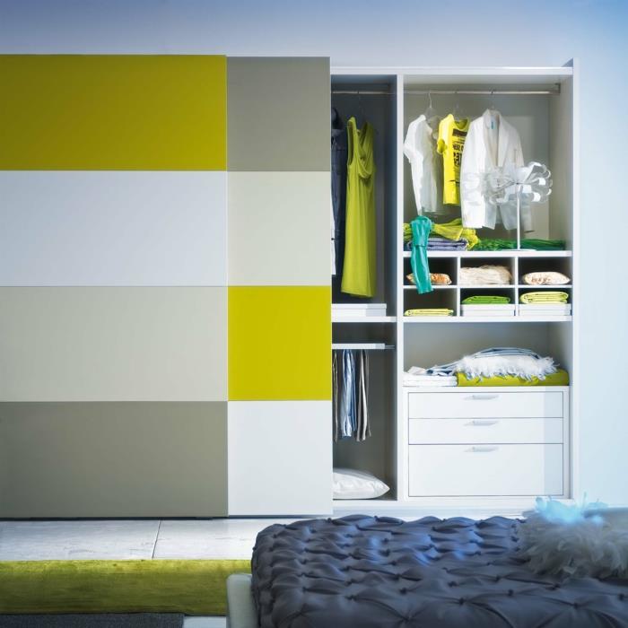 vaatekaappi design liukuovet värillinen moderni makuuhuone