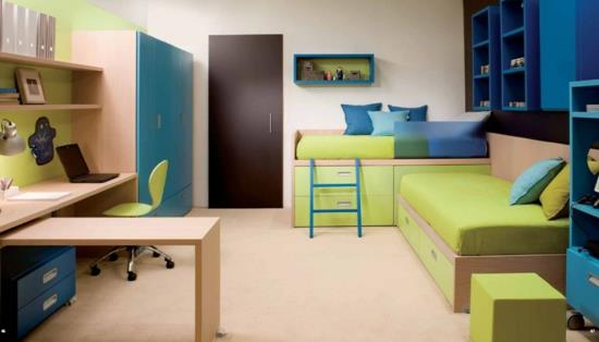 Suunnittele pienet huoneet tyylikkäästi sininen vihreä minimalistinen