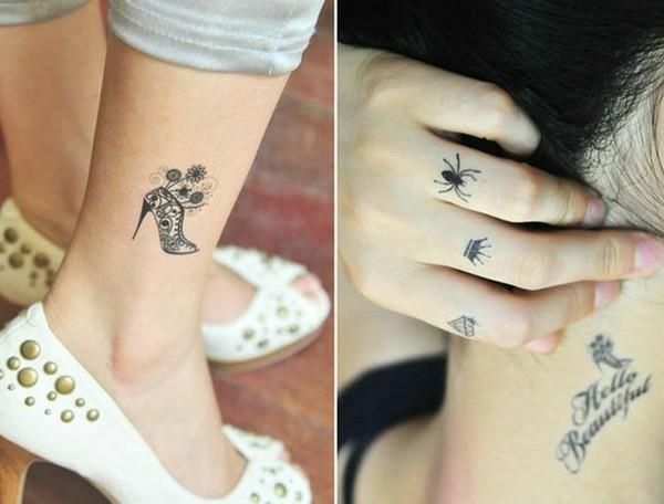 pienet tatuoinnit naisten sormen kaulan säären tatuointi