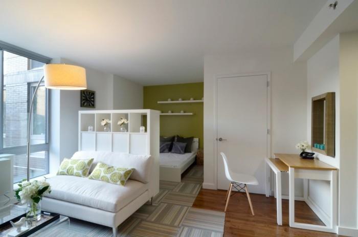Pieni huoneisto perustaa yhden huoneen asunnon oloideoita olohuoneen retro -tyyliin