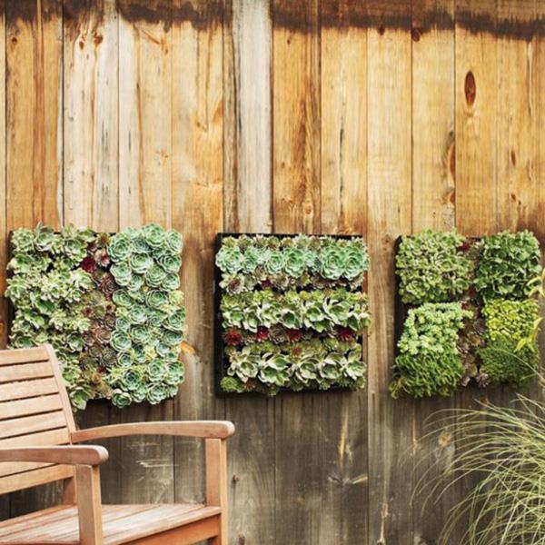 pieni parveke suunnittelu seinäkoriste kasveja tilaa säästävä idea