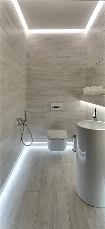 sisustaminen pieni kylpyhuone ideoita moderni valaistus