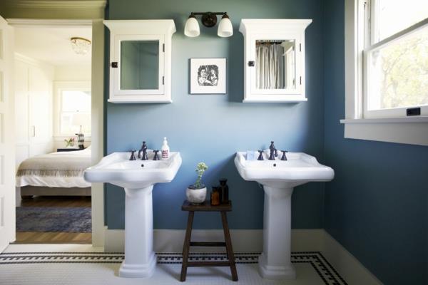 pieni kylpyhuone ilman laattoja turkoosi seinän väri