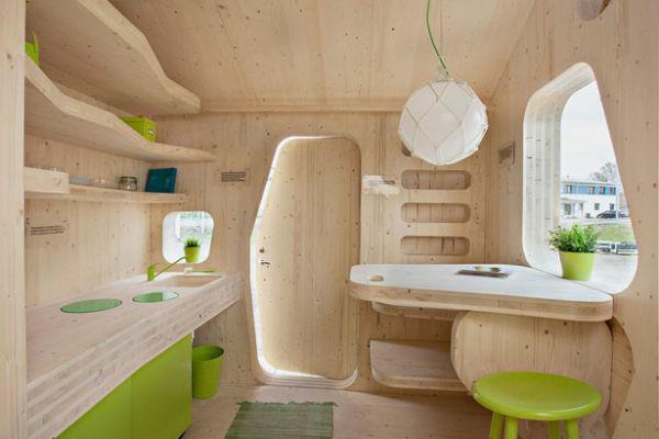 pieni puutalo opiskelija -talo Tengbom architekts olohuone keittiö puu