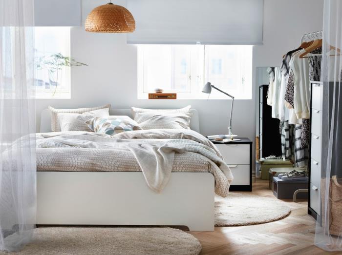 pieni makuuhuone suunnittelu makuuhuoneen verhot epäsuora valaistus kirkas ikea1
