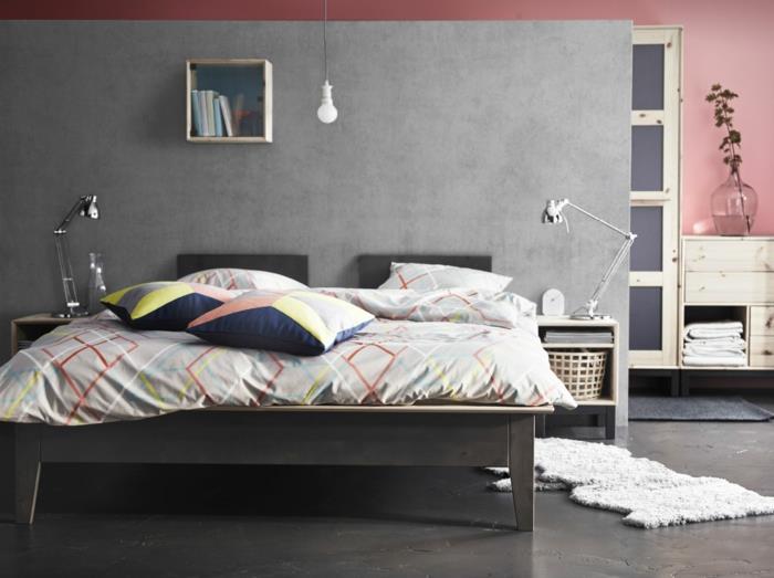 pieni makuuhuone design makuuhuoneen verhot epäsuora valaistus kirkas tyylikäs ikea11