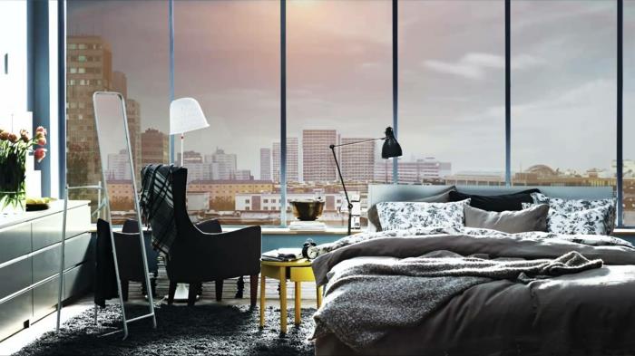 pieni makuuhuone design makuuhuoneen verhot epäsuora valaistus kirkas tyylikäs ikea17