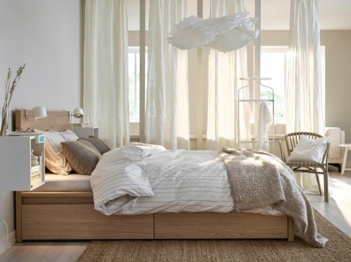 pieni makuuhuone design makuuhuoneen verhot epäsuora valaistus kirkas tyylikäs ikea18
