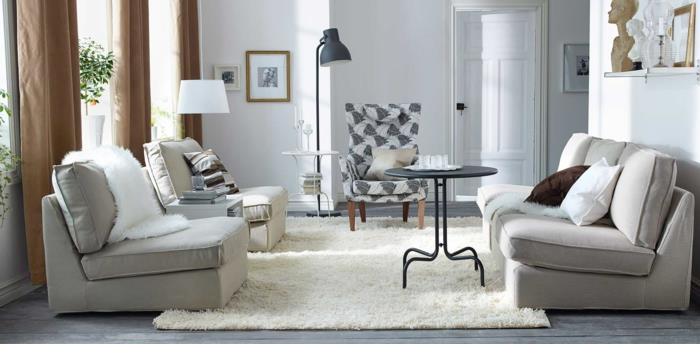 Kalusta pieni olohuoneen nojatuoli sohva pyöreä metallinen pöytälattia musta